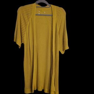 unbranded celery green color long open knit cardigan sz L /XL